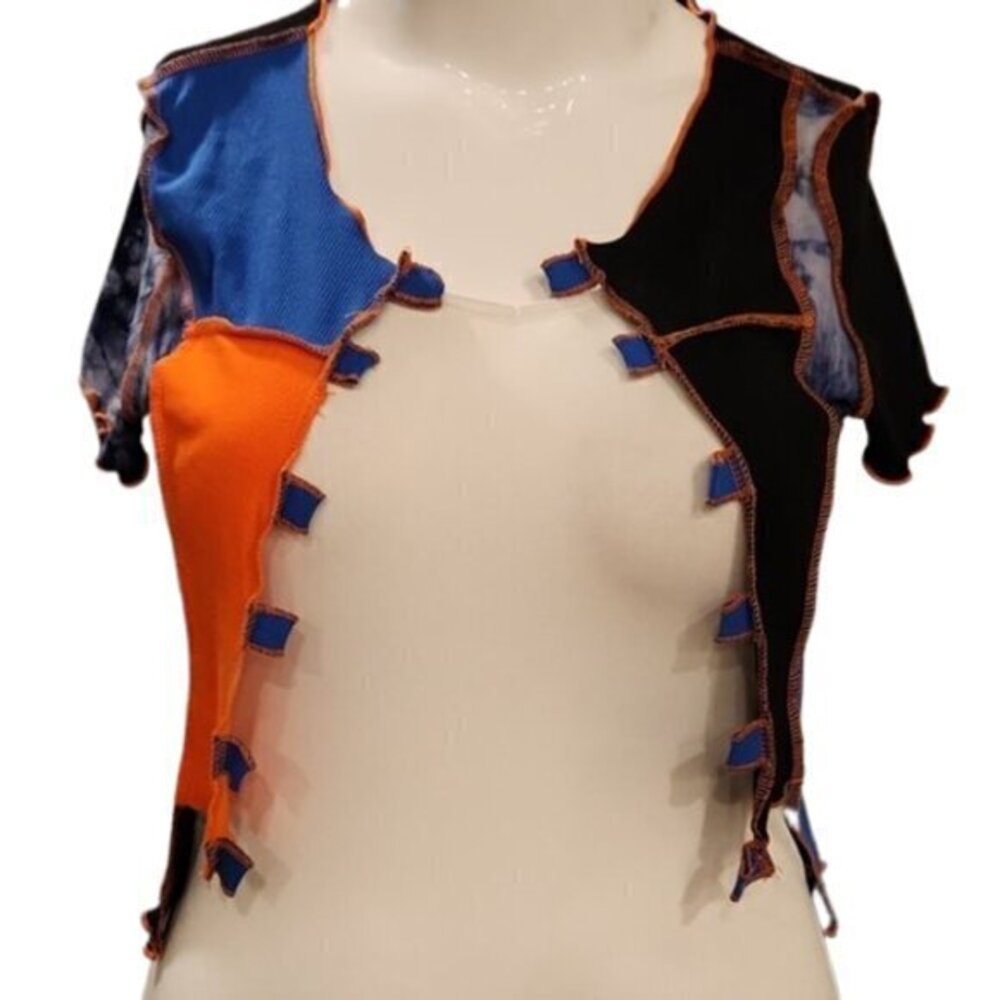 [SHEIN] Multi Colored Open Short Sleeve Cardigan - Size XL